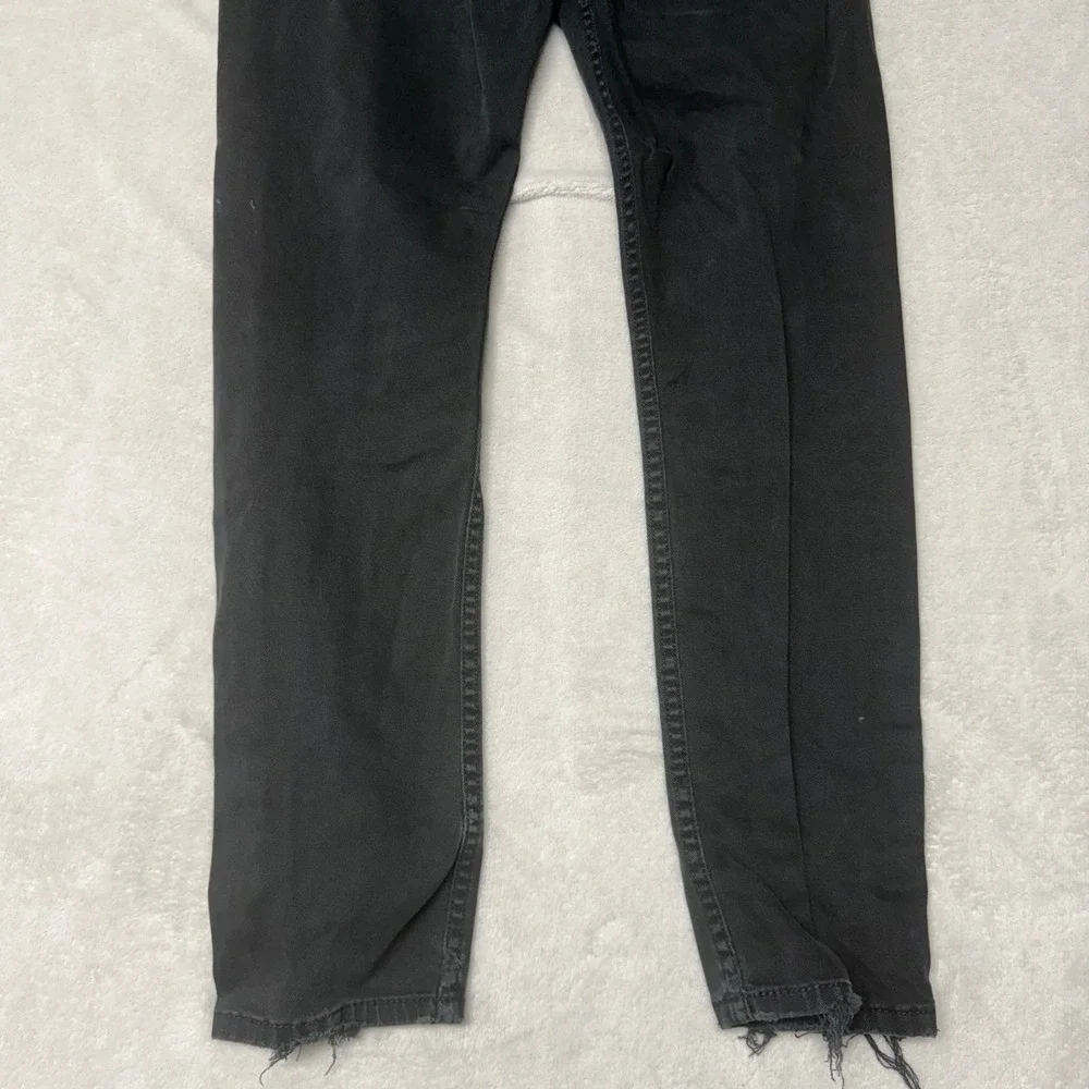 Levis 510‎ Skinny Fit Jeans Washed Black Raw Hem Denim 34x30 Mens Womens